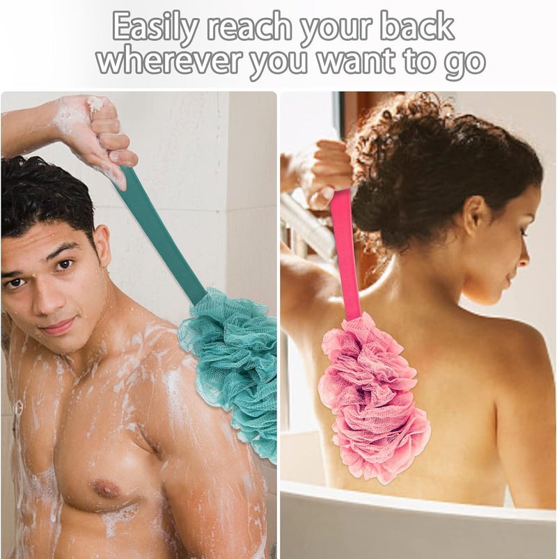 Evmliy 4Pack Back Scrubber for Shower, Loofah Sponge Brush Exfoliating Body, Long Handle Scrub Brush for Shower with Loofah on a Stick for Back Use, Bathing Accessories Body Brushes (4Pack) - Image 3
